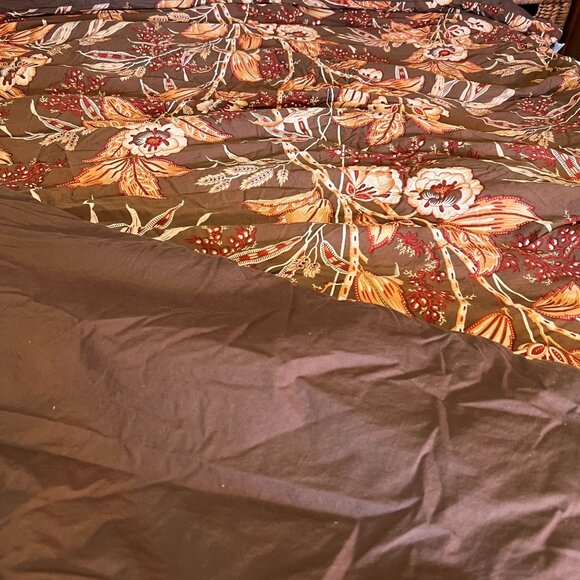 Martha Stewart Queen Size Floral Comforter Floral Print Comforter In Earthy Tone - Picture 7 of 14